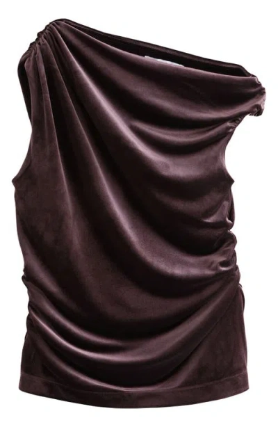 Next Drape Velvet Top In Brown