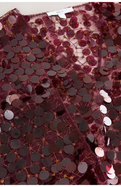 Next Sequin Sheer Mesh Top In Red