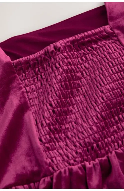 Next Square Neck Velvet Minidress In Pink