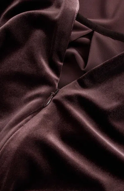 Next Long Sleeve Velvet Jumpsuit In Brown