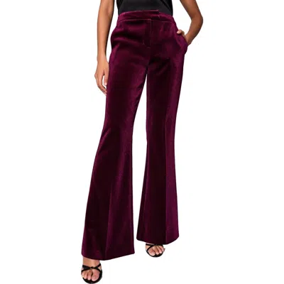 Lipsy Velvet Flare Pants In Burgundy