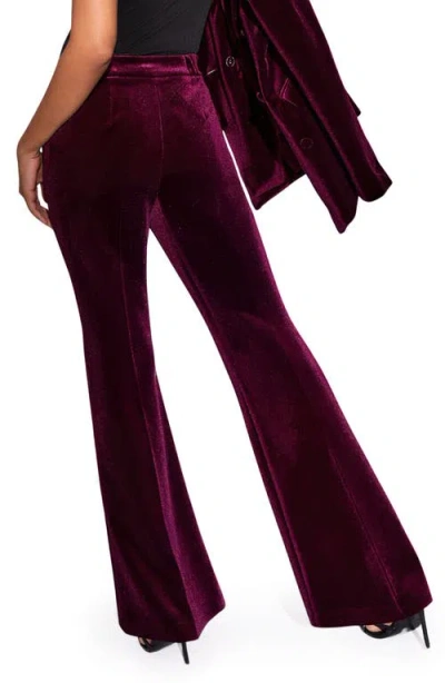 Lipsy Velvet Flare Pants In Burgundy