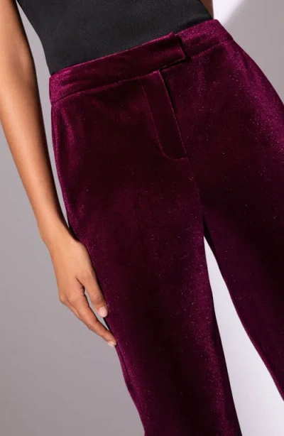 Lipsy Velvet Flare Pants In Burgundy