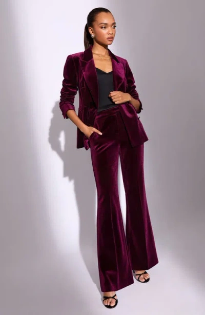 Lipsy Velvet Flare Pants In Burgundy