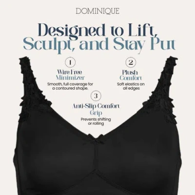 Dominique Intimates Jillian Wire-free Seamless Minimizer Bra In Black