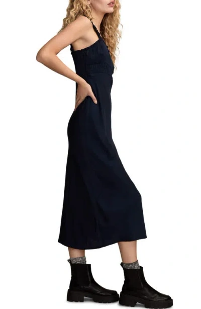 Lucky Brand Ruched Bodice Dress In Blue