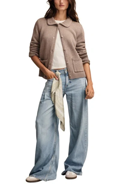 Lucky Brand Cotton Cardigan In Brown