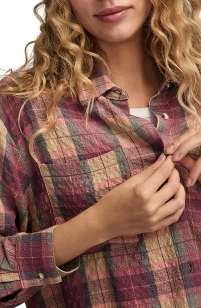 Lucky Brand Plaid Crop Button-up Shirt In Brown