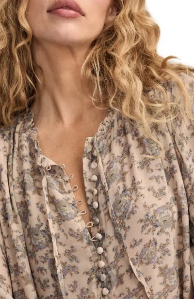 Lucky Brand Floral Long Sleeve Dress In Neutral