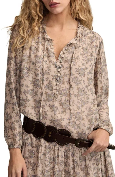 Lucky Brand Floral Long Sleeve Dress In Neutral