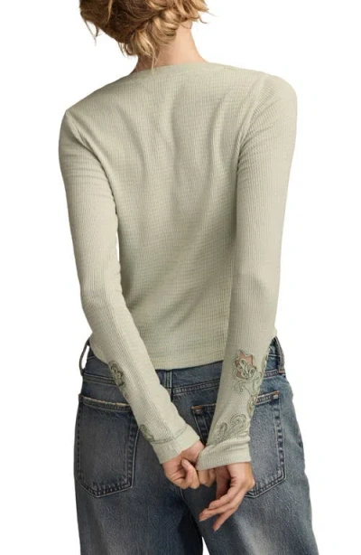 Lucky Brand Cutwork Detail Cotton Rib Top In Green