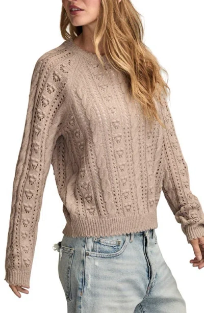 Lucky Brand Pointelle Sweater In Brown