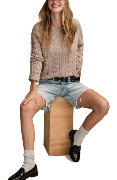 Lucky Brand Pointelle Sweater In Brown