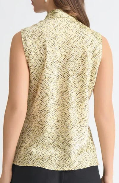 Kasper Tie Neck Sleeveless Bias Cut Satin Top In Yellow