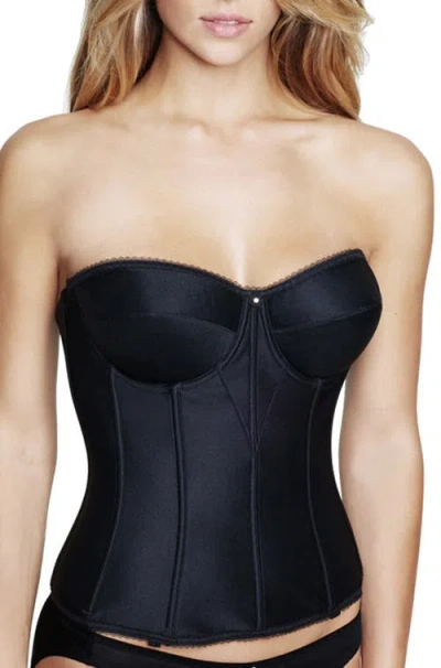 Dominique Intimates Juliette Satin Low Back Convertible Strapless Corset Longline Bra In Blue