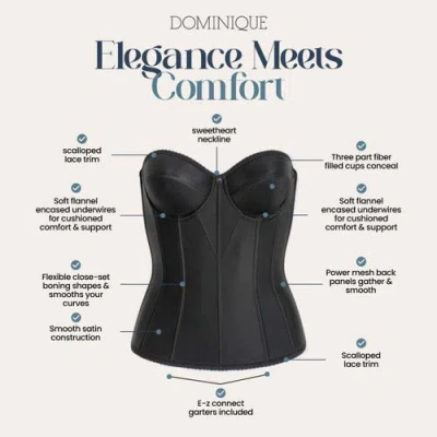 Dominique Intimates Juliette Satin Low Back Convertible Strapless Corset Longline Bra In Blue