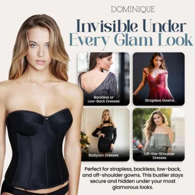 Dominique Intimates Juliette Satin Low Back Convertible Strapless Corset Longline Bra In Blue