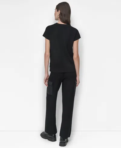 Dkny Women's Short-sleeve Cargo Pocket Sweater In Black