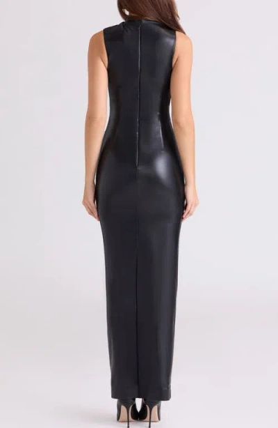 House Of Cb Maya Buttery Faux Leather Gown In Black
