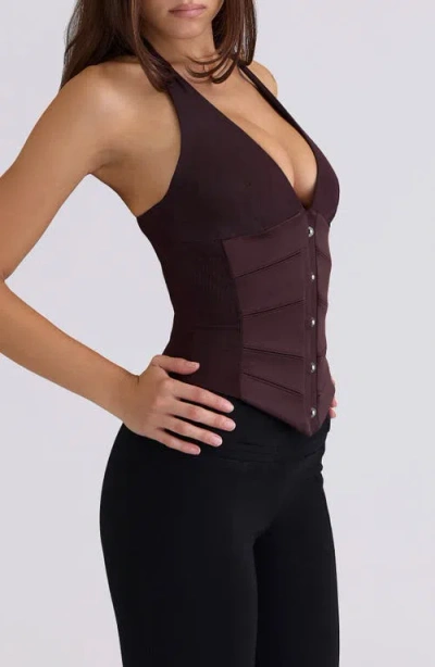 House Of Cb Lia Dark Cherry Corset Top In Brown