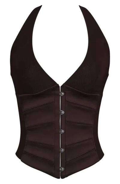 House Of Cb Lia Dark Cherry Corset Top In Brown