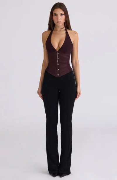 House Of Cb Lia Dark Cherry Corset Top In Brown