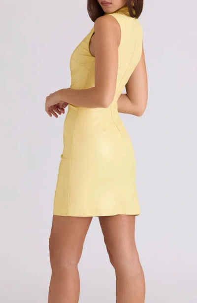 House Of Cb Maya Butter Yellow Faux Leather Cocktail Dress In Yellow