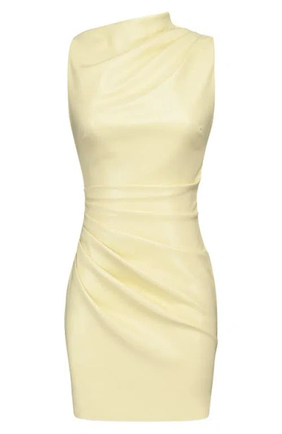 House Of Cb Maya Butter Yellow Faux Leather Cocktail Dress In Yellow