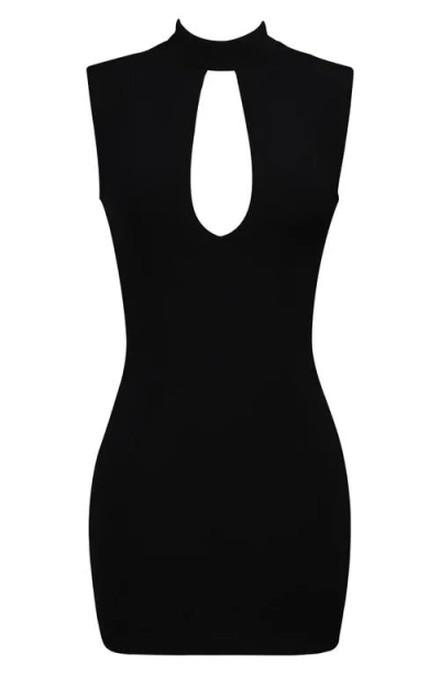 House Of Cb Rosa Black Cutout Crepe Minidress In Black