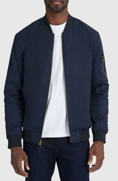 True Classic Water Resistant Cotton Blend Bomber Jacket In Blue
