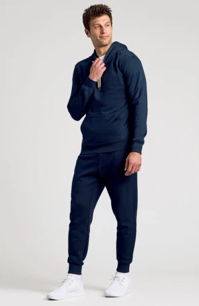 True Classic Fleece Pullover Hoodie In Blue