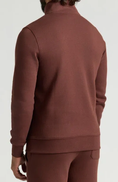 True Classic Fleece Quarter Zip Sweatshirt In Brown