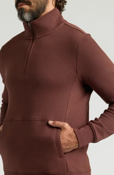 True Classic Fleece Quarter Zip Sweatshirt In Brown