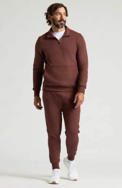 True Classic Fleece Quarter Zip Sweatshirt In Brown