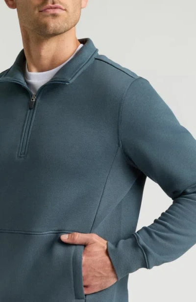 True Classic Fleece Quarter Zip Sweatshirt In Blue