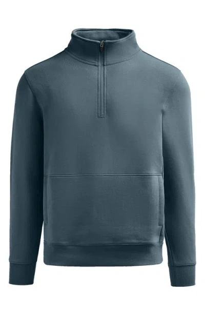 True Classic Fleece Quarter Zip Sweatshirt In Blue