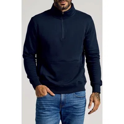 True Classic Fleece Quarter Zip Sweatshirt In Blue