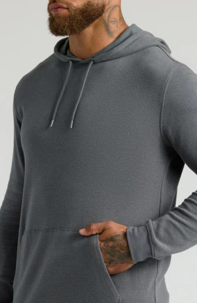 True Classic Waffle Pullover Hoodie In Gray