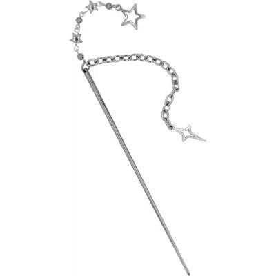 Velvet Luna Steel Hair Pin With Sparkle Charm In Silver