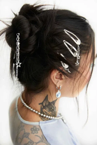 Velvet Luna Steel Hair Pin With Sparkle Charm In Silver