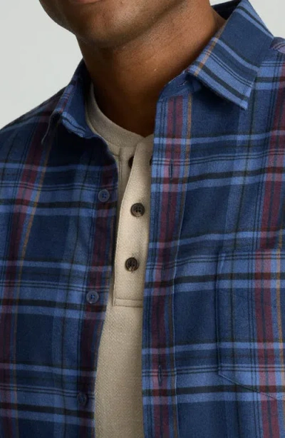Untuckit Blanchard Plaid Performance Flannel Button-up Shirt In Blue