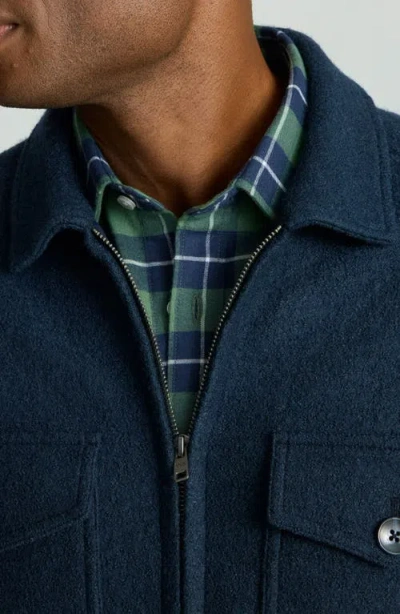 Untuckit Raphael Boiled Wool Blend Jacket In Blue