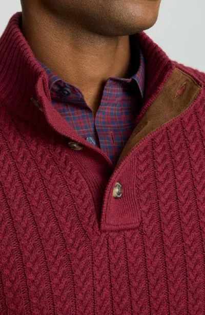 Untuckit Castilla Cable Knit Half Button Pullover In Burgundy