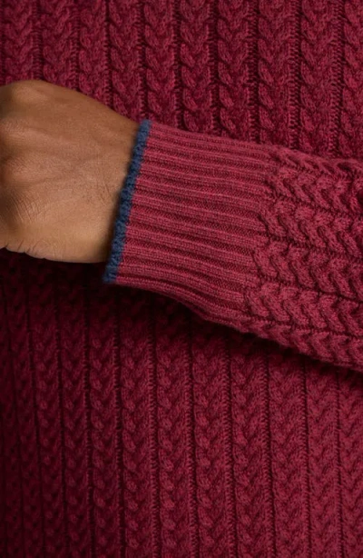 Untuckit Castilla Cable Knit Half Button Pullover In Burgundy