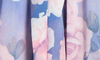 Tahari Asl Printed Ruffle Top In Blue