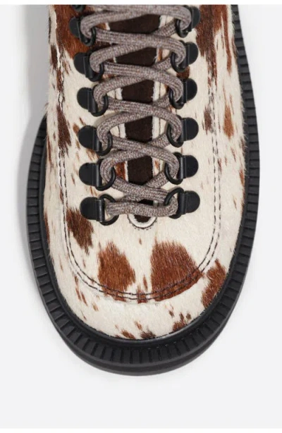 Bimba Y Lola Fur Leather Lace-up Shoe In Burgundy