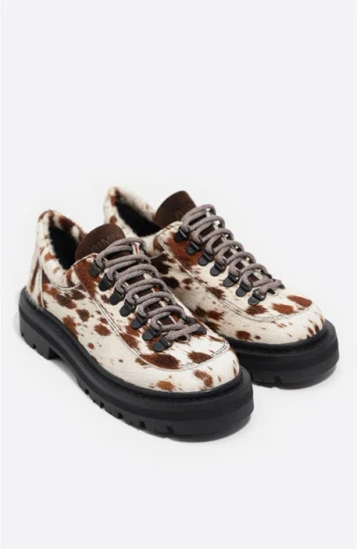 Bimba Y Lola Fur Leather Lace-up Shoe In Burgundy