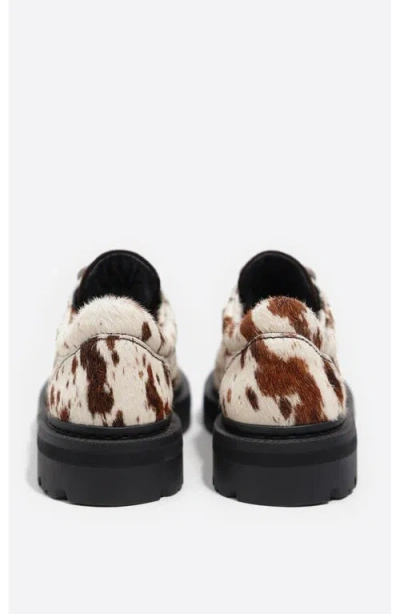 Bimba Y Lola Fur Leather Lace-up Shoe In Burgundy