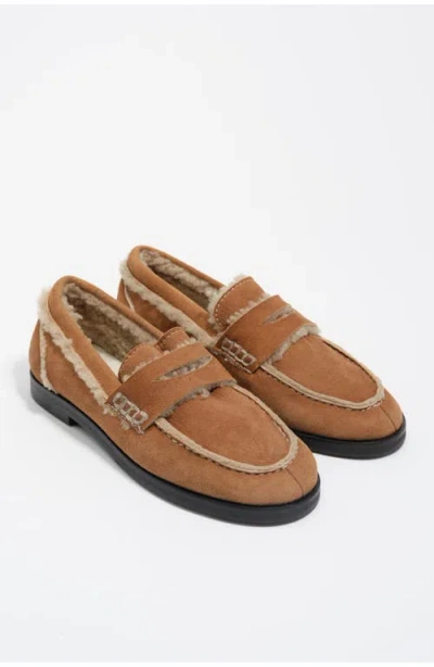 Bimba Y Lola Split Leather Loafer In Brown