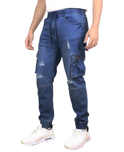 Blue Ice Men's Stretch Cargo Carpenter Jeans Joggers Set, 2-pack In Blue